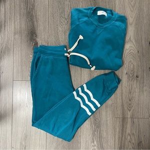 Sol Angeles Coastal Waves Jogger & Pullover Set Size Small Turquoise